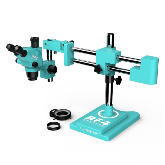 RF4 RF-6565TVW 6.5-65X STL2 Double Arm Trinocular Stereo Microscope With LED Lights